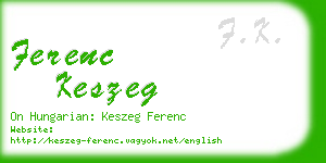 ferenc keszeg business card